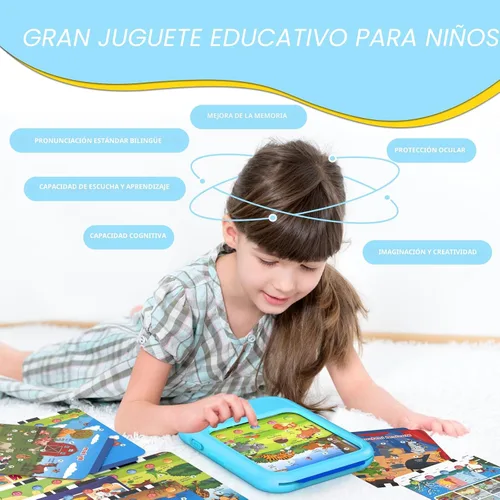 Vista 3 de Tableta de aprendizaje educativo para niños, juguete educativo para aprender alfabetos, colores, números, alimentos, parque jurásico, animales