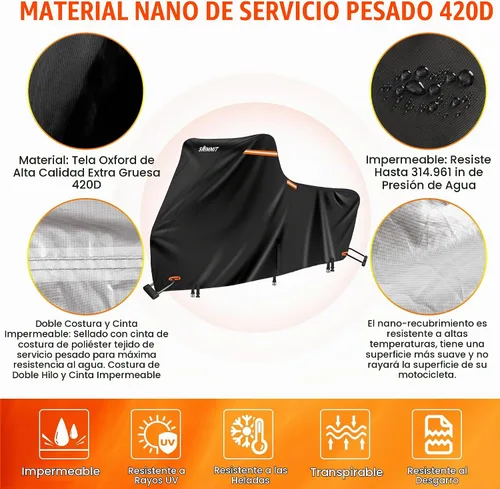 Vista 3 de Cubierta para motocicleta 420D resistente para modelos de turismo Harley Davidson Road King, impermeable al aire libre, protección contra lluvia, UV