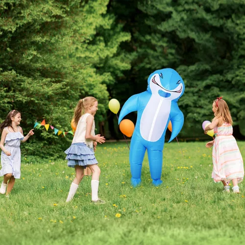Vista 6 de M MH ZONE Disfraz inflable de tiburón para adultos (niños), divertidos disfraces de Halloween, disfraz de fantasía, cosplay, disfraz inflable