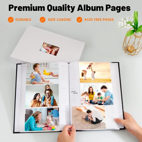 Vista 7 de Aevdor - Álbum de fotos de 4 x 6 con capacidad para 360 fotos, cubierta de cuero con áreas de notas para fotos de graduación, bodas, niños, familia