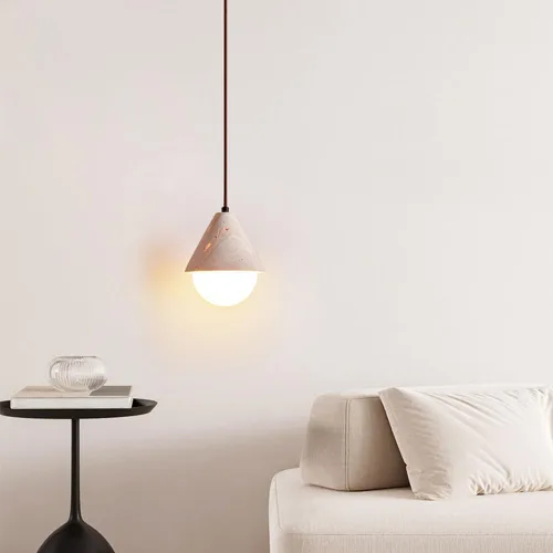 Vista 7 de Lámpara colgante de travertino amarillo contemporánea, lámpara de techo ajustable con pantalla de vidrio blanco leche, lámpara de techo ajustable
