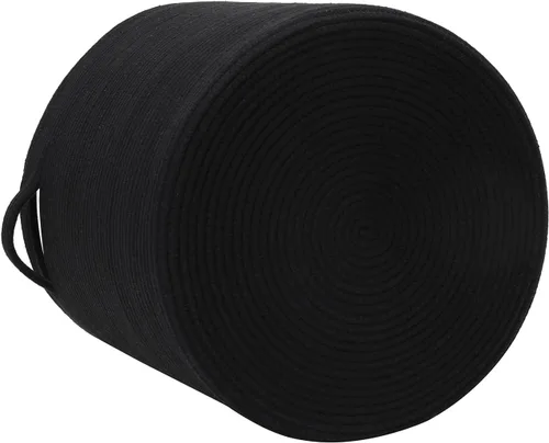 Vista 5 de Cesta de almacenamiento extra grande de 16" x 16" x 18" con tapa, cestas de almacenamiento de cuerda de algodón, canasta de lavandería, contenedor