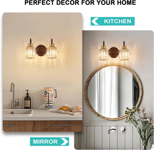 Vista 8 de ORB Accesorios de Iluminación para Baño con Pantalla de Cristal K9 Iluminación de Baño Sobre Espejo Luces de Tocador para Sala de Estar, Dormitorio