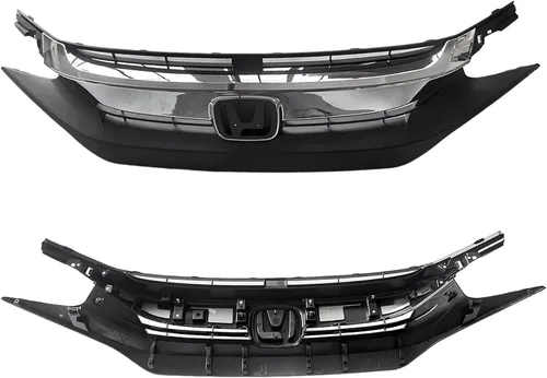 Vista 4 de Parachoques delantero parrilla superior negro W/cromo para 2016 2017 2018 2019 Honda Civic HO1212117