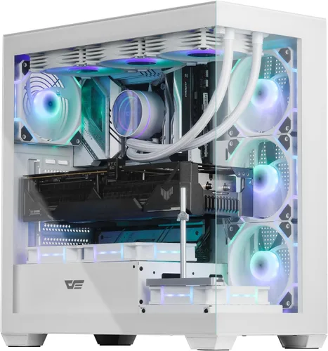 Vista 12 de darkFlash ATX Mid-Tower Caja para PC, Caja de Computadora Pre-Instalada con 4 Ventiladores ARGB PWM, Caja para PC de Juego de Vidrio Templado Dual