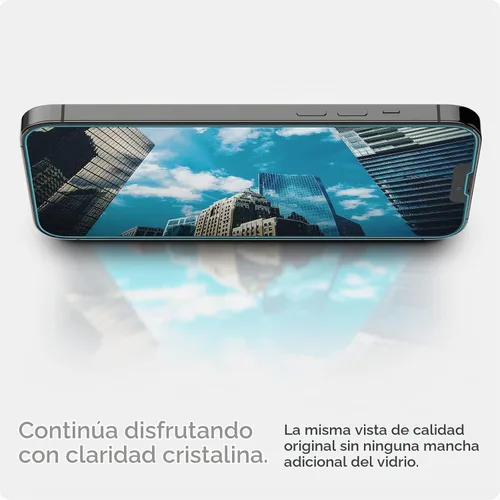 Vista 6 de Spigen Protector de pantalla de vidrio templado compatible con iPhone 14 Plus/iPhone 13 Pro Max, protección de sensor