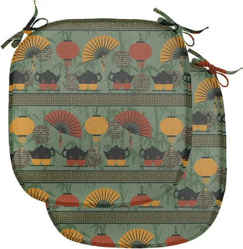 Vista 211 de Ambesonne Flamingo - Cojín de asiento para silla, diseño de fantasía exótica con elementos de vida silvestre hawaiana en colores pastel, acolchado