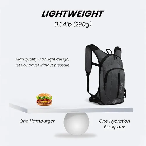 Vista 2 de Nepest Hydration Pack Backpack for Women & Men, Lightweight Water Backpack with 2L Water Bladder for Hiking Cycling Running Biking Gris-oscuro