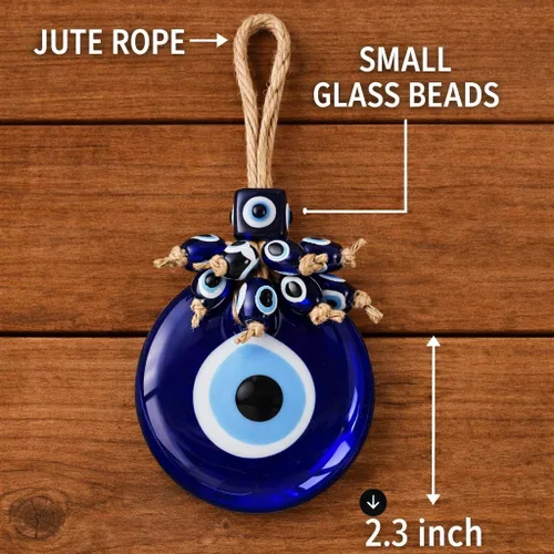 Vista 3 de Adorno decorativo turco de ojo turco de 2.3 pulgadas, colgante de pared azul de ojo turco para colgar en una caja, decoración de pared con dije de 1
