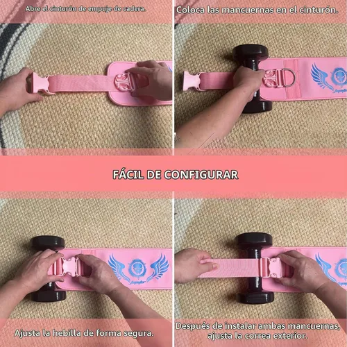 Vista 6 de Cinturón de empuje de cadera 2 en 1 para mujeres y hombres – Equipo de entrenamiento de glúteos resistente para ejercicios con mancuernas, pesas