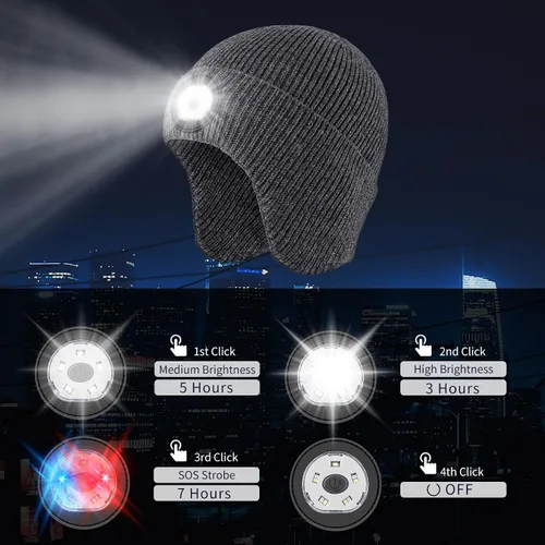 Vista 19 de Gorro Bluetooth con auriculares ligeros e inalámbricos, micrófono integrado y altavoces estéreo mejorados con música
