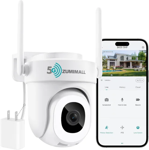 Vista 16 de ZUMIMALL Cámara de Seguridad Inalámbrica para Exteriores 3MP HD Negra, WiFi 2.4G/5G, Grabación 24/7 con Alimentación por Cable Seguimiento
