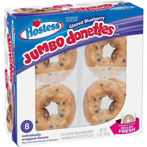 Vista 3 de Hostess Donettes jumbo glaseadas Blueberry Donettes Paquete múltiple, 16 onzas, 6 unidades [48 donas en total]