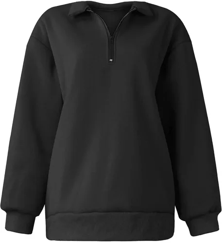 Vista 7 de Ceboyel Sudadera de gran tamaño con cremallera de un cuarto para mujer, sudadera con capucha Y2K para otoño, ropa de moda 2023