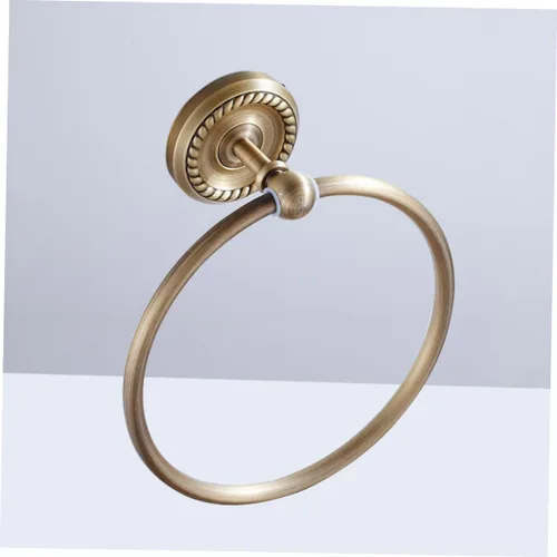 Vista 5 de Antique Brushed Brass Towel Ring Hanging Towel Rack Wall Mounted Round Bathroom Accessory for Home Hotel School Bathroom Decor