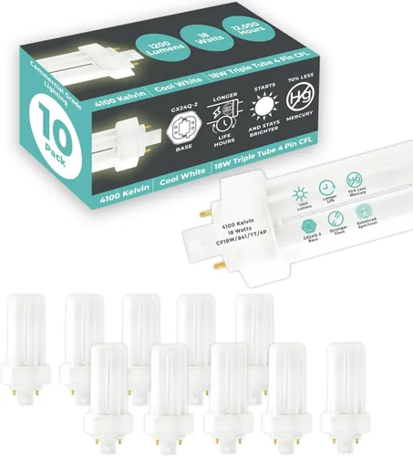 Vista 46 de GoodBulb Bombillas CFL de 13 W, base GX23 de 2 pines, 2700 K, blanco suave, 13 W, alto rendimiento, 800 lúmenes, bombillas fluorescentes compactas