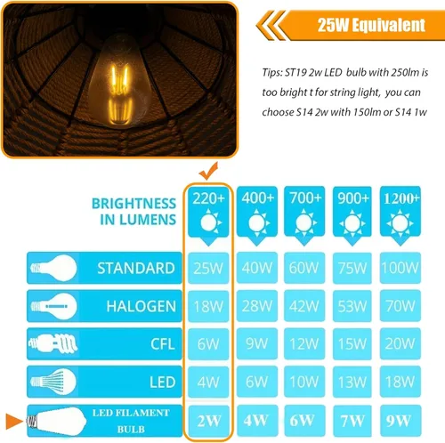 Vista 4 de [Usado] winsaLED Bombillas LED equivalentes a 25 W, 2700 K, color blanco suave, no regulables, ST19 de 2 W, bombillas Edison LED con base E26, 90