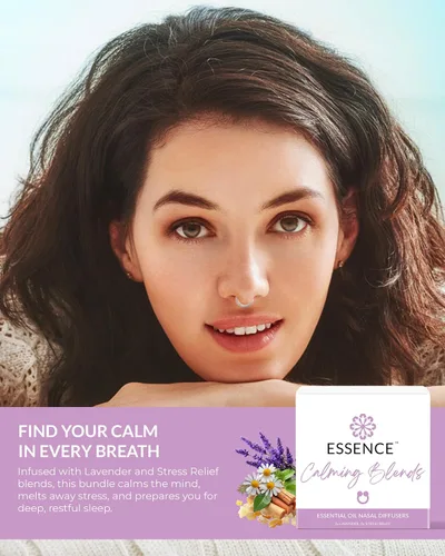 Vista 2 de HONÉ - Anillo difusor nasal de esencia relajante – Anillos nasales de silicona con aceite esencial de aromaterapia para el estrés y el apoyo