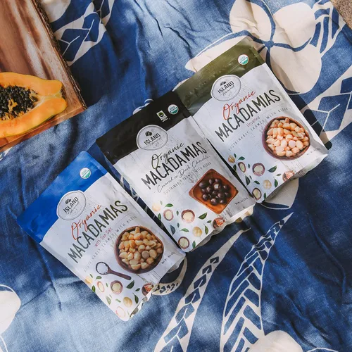 Vista 3 de Island Harvest Nueces de macadamia orgánicas sin sal - Nueces de macadamia 100% hawaianas sin sal son aptas para dieta cetogénica, totalmente