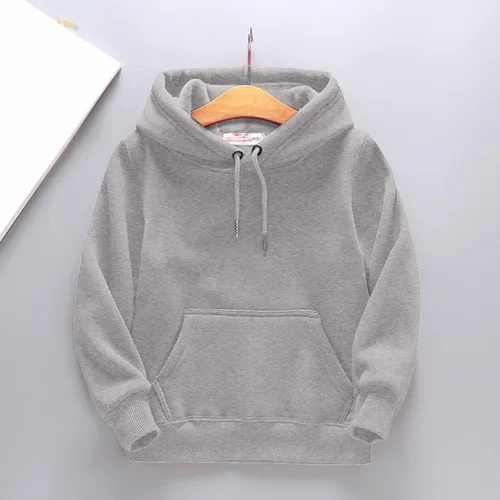 Vista 2 de Sudadera con capucha cepillada de manga larga para niños y niñas, sudadera con capucha gruesa y cálida con cordón