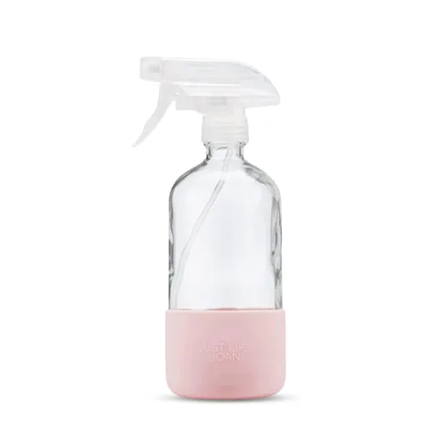 Vista 2 de Botella de vidrio transparente con funda de silicona para soluciones de limpieza, aceites esenciales, plantas, vinagre, 16 onzas, recargable, apta
