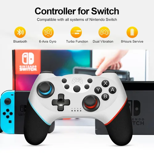 Vista 3 de Controlador de interruptor para Nintendo, controlador inalámbrico Pro para Nintendo SwitchSwitch Lite, mando a distancia para Gamepad Joystick