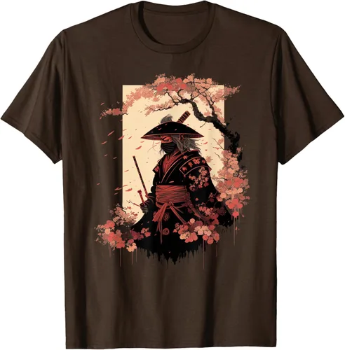 Vista 54 de Camiseta estética vintage samurái de arte japonés samurái retro cereza, Negro