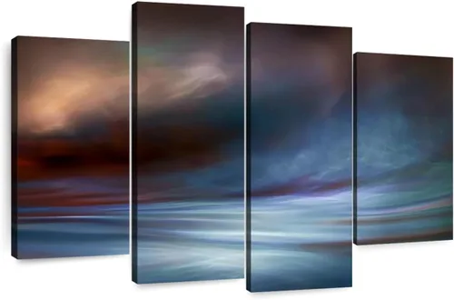 Vista 15 de Elefante Stock - Arte de pared Slocan Lake II - Lienzo horizontal de varios paneles - Decoración de pared de sala de estar de 4 piezas - Arte