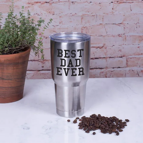 Vista 6 de Elanze Designs Best Dad Ever - Taza de viaje de acero inoxidable de 30 onzas con tapa