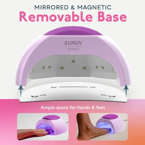 Vista 4 de SUNUV Luz UV de 48 W para uñas, 0.5 onzas líquidas, capa superior y base, juego de esmalte de gel para uso doméstico y salón SUN2C morado