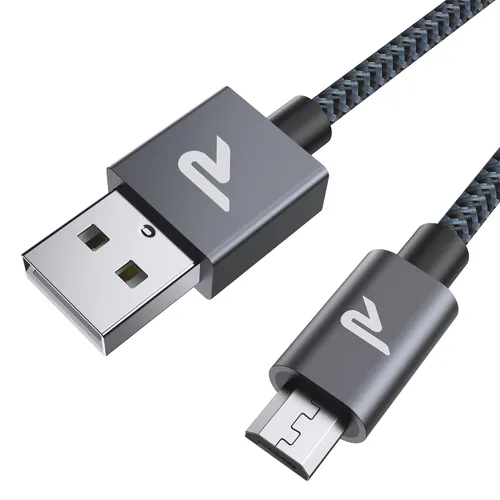 Vista 8 de RAMPOW - Cable micro USB [2 unidades/1 m] QC 3.0, cargador y sincronizador de carga rápida para Android, cables micro USB de nailon trenzado