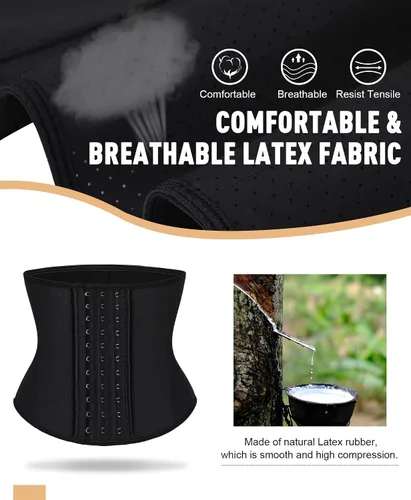 Vista 4 de FeelinGirl Women Latex Waist Trainer Tummy Control Corset Cincher Breathable Waist Trimmer Hourglass Body Shaper Girdle