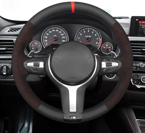 Vista 2 de MEWANT - Funda para volante de automóvil cosida a mano de Athsuede para BMW F87 M2 F80 M3 F82 M4 M5 F12 F13 M6 F85 X2 X5 M F86 X6 M F33 F30 M