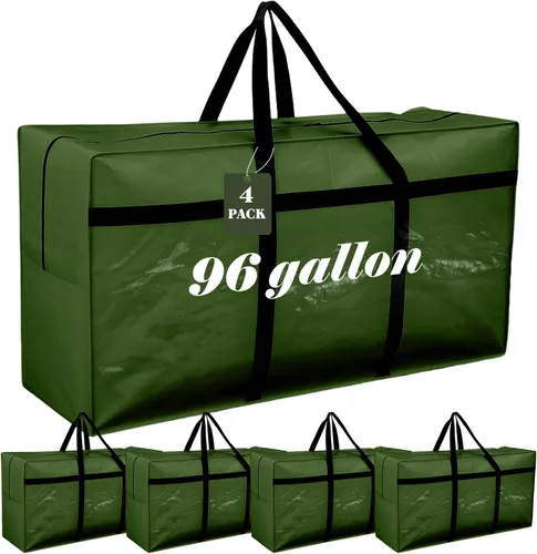 Vista 9 de 4 Piezas Bolsas de Mudanza Grandes con Cremallera y Asas Bolsas de Lona Tipo Duffle Plegables de Almacenamiento Extra Resistentes Extra Grandes