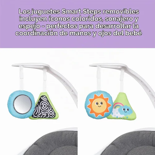 Vista 11 de Baby Trend NuMotion Infinity Swing - 5 modos de movimiento, control de pantalla táctil, control remoto, multiposición reclinable, juguetes colgantes