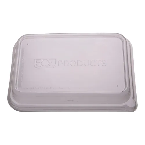 Vista 3 de Eco-Products - Contenedores compostables de 5 pulgadas para llevar, tapas de cúpula verde transparente, caja de 400, se adapta a cajas cuadradas
