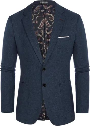 Vista 2 de PJ PAUL JONES Chaqueta deportiva casual para hombre, chaqueta de negocios ligera con dos botones