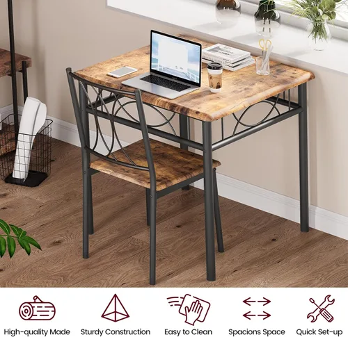 Vista 6 de CABIHOME Juego de mesa de comedor para 2, juego de mesa de cocina de 3 piezas para 2, juego de 2 mesas de cocina cuadradas, juego de mesa de comedor