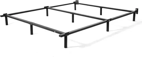 Vista 8 de Base de cama de metal tamaño Queen de 7 pulgadas, marco de cama duradero, base de soporte de 9 patas para somier y base de colchón, montaje rápido