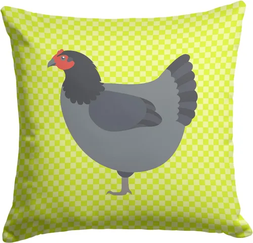 Vista 206 de Caroline's Treasures BB8163PW1414 Beltsville - Almohada decorativa de tela a cuadros pequeños, color blanco, pavo y gallina azul, lavable a máquina