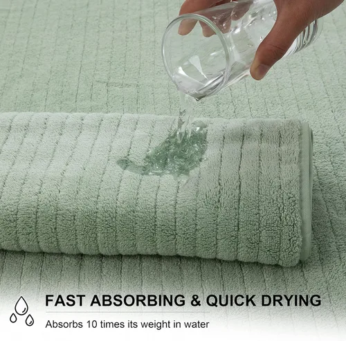 Vista 6 de Mistyrose Toalla de diseño acanalado (verde, toallas de baño de 4 piezas)