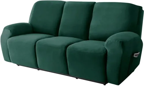 Vista 13 de Funda elástica para sofá reclinable, fundas de terciopelo para sillas reclinables de 3 cojines, 8 piezas, fundas protectoras para muebles