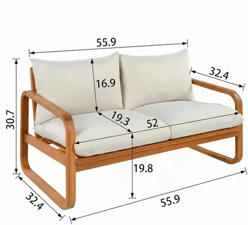 Vista 5 de Christopher Knight Home Coddy - Juego de muebles de patio de 4 plazas con mesa auxiliar, juego de conversación de madera de acacia para exteriores