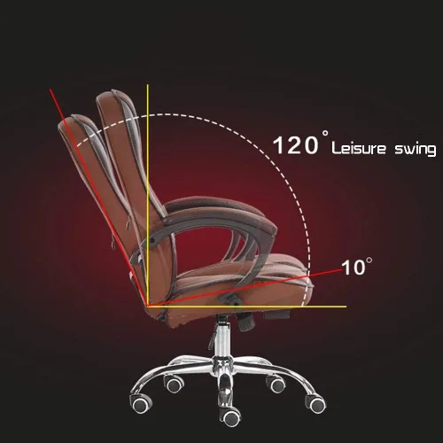 Vista 4 de Leather Desk Gaming Chair with Waist Massage Adjustable Height Reclining Ergonomic Racing Office Chair for Study Office,Black
