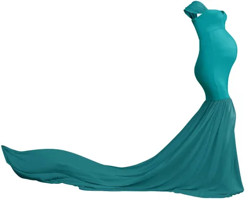 Vista 2 de Vestido de maternidad para mujer para fotografía, sirena con hombros descubiertos, ajustado, vestido de gasa, holgado, para baby shower, maxi