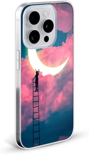 Vista 2 de Head Case Designs Officially Licensed Dave Loblaw Boy Painting Moon Clouds Sci-Fi and Surreal Hard Back Case Compatible with Apple iPhone XR