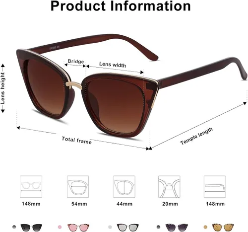 Vista 5 de Sojos Lentes de sol de diseñador, tipo ojo de gato, a la moda UV400 lentes de sol de protección SJ2052