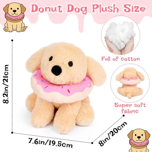 Vista 5 de Labradoodle - Juguete de peluche para perro, de 8 pulgadas, con dona extraíble, para niños y niñas, súper suave, peluche, lindos peluches