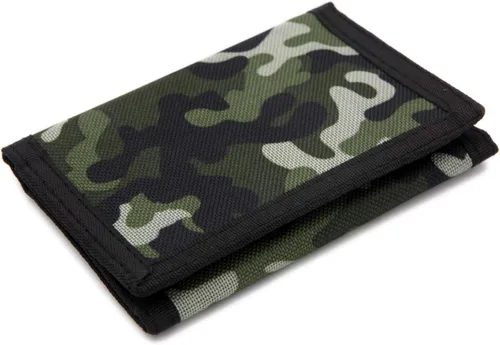 Vista 15 de Cartera RFID de camuflaje, billetera de nailon triple para hombres, mini monedero triple con cremallera para niños, Compacto 025-DV DS