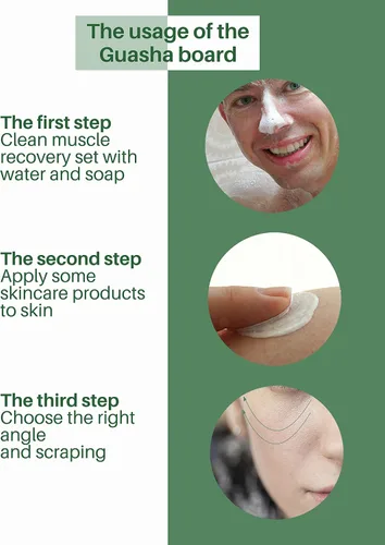 Vista 13 de MoHern 4 herramientas de masaje Gua Sha para cara y cuerpo, verde claro